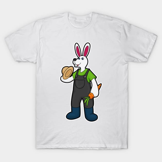 Rabbit as Farmer with Carrot & Hat T-Shirt by Markus Schnabel